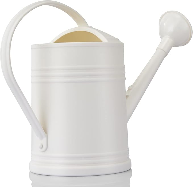 Plastic Watering Can for Indoor Plants Outdoor Garden Flowers - House Plant Watering Can with Sprinkler Head (1/2 Gallon, White)