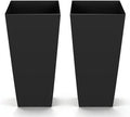 VEVOR 26 Inch Tall Planter Set of 2, Outdoor Large Tall Planters for Outdoor Indoor Plants, Tapered Black Planter for Front Porch, Patio, Garden, Plant Container Flower Pots with Built-in Drainage
