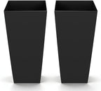 VEVOR 26 Inch Tall Planter Set of 2, Outdoor Large Tall Planters for Outdoor Indoor Plants, Tapered Black Planter for Front Porch, Patio, Garden, Plant Container Flower Pots with Built-in Drainage