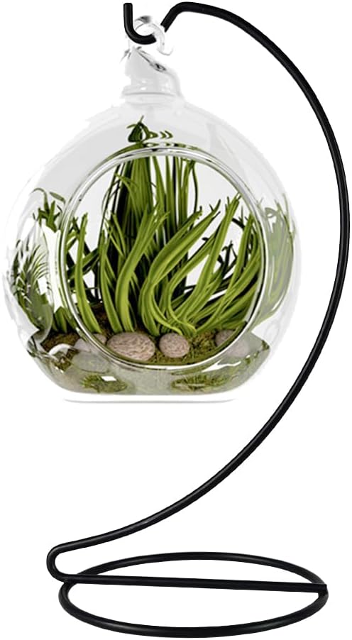9 Inch Black Ornament Display Stand, Metal Ornament Hanger Stand for Hanging Glass Globe(5inch), Air Plant Terrarium, Witch Ball, Christmas Ornament and Home Wedding Decoration (1, 9x4 Black)