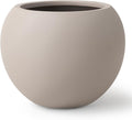 9.7" H x 12" D Premium Globo Fiberstone Round Planter with Drainage Hole, Smooth Finishes, Weather Resistant for Indoor and Outdoor Use, Included 2 Extra Coco Mats (Taupe, 7.8" Pot Opening)