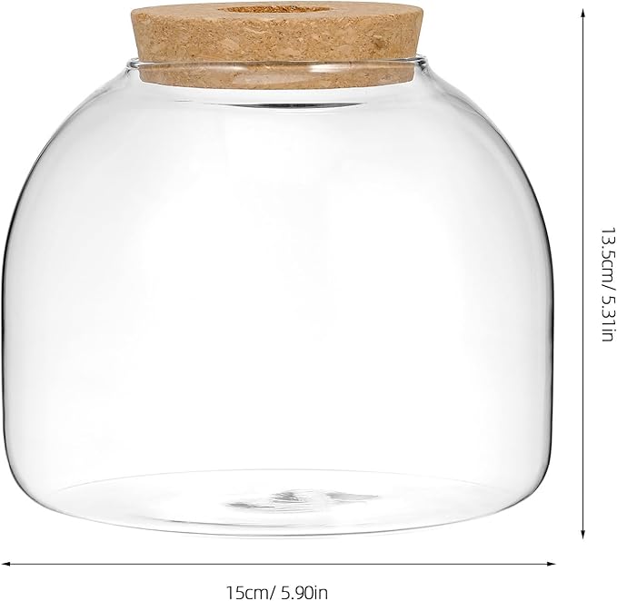 NUOBESTY Glass Terrarium Jar with Cork Lid, Hydroponic Plant Propagation Vase, Clear Round Betta Fish Bowl Tank for Moss Succulent Indoor Desktop Home Decor