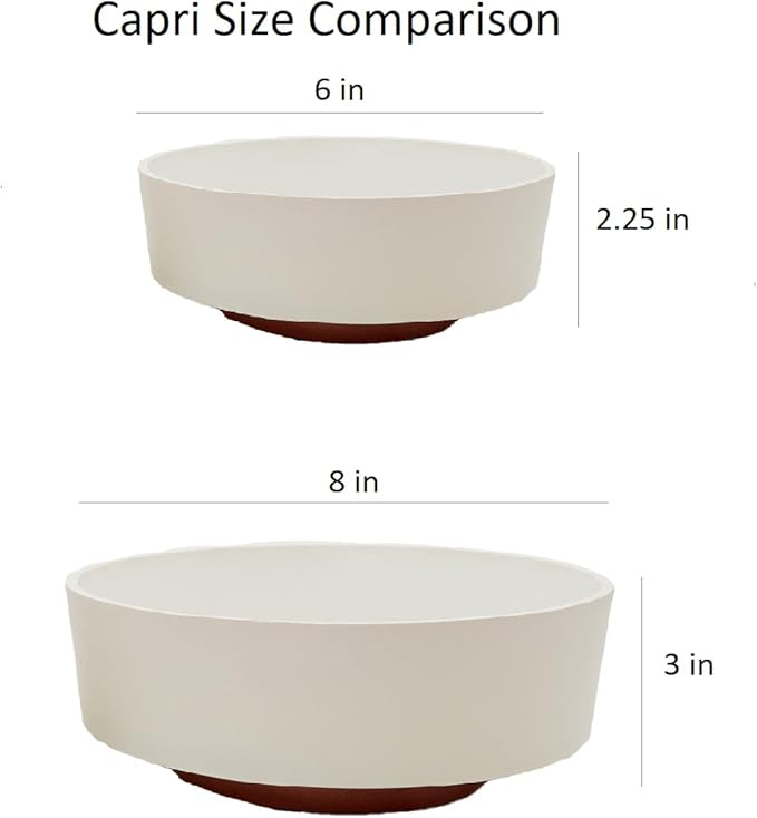 The HC Companies 6 Inch Round Plastic Succulent Capri Bowl 6"x6"x2.25" in Vanilla Bisque with Copper Bottom Color
