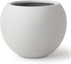 16" H x 20" D Premium Globo Fiberstone Round Planter with Drainage Hole, Weather Resistant for Indoor and Outdoor Use, Included 2 Extra Coco Mats (Light French Gray, 13.5" Pot Opening)