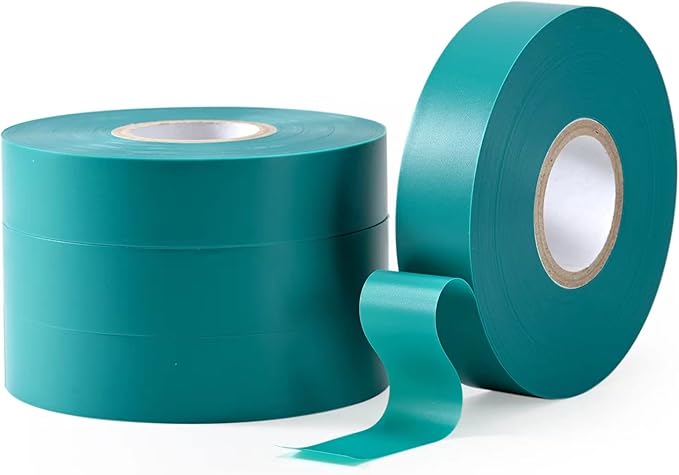 TELENT OUTDOORS 4 Rolls Stretch Tie Tape, 1” Wide 200FT Reusable Garden Plant Ties Green Tapes for Plants, Thick Garden Vinyl Stake Ribbon for Branches Flowers Tomatoes Indoor Outdoor Greenhouse