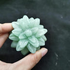 Natural Stone Crystal Carved Green Aventurine Succulent Plant Figurine for Decoration