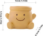Cute Face Planter Pot, Small Resin Head Planters for Indoor Plants, Funny Smiling Face Flower Pot Succulent Planter with Drainage Hole, Gift IdeaI for Birthday Christmas (Orange)