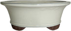 Brussel's 6" Oval Bonsai Glazed Ceramic Pot (Small, New Cream)