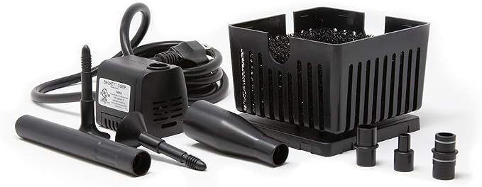 Beckett Corporation CGFK60 7207210 120 GPH 5 Watt Container Fountain Pump Kit for Patio Ponds, Container Fountains, Indoor and Outdoor Fountains, Black