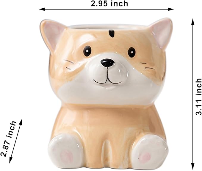 DIYOMR Cute Animals Planter, Mini Ceramic Cartoon Animal Shaped Succulent Flower Pot Indoor Air Plants Holder, Smooth Shiny Decorative Flower Cactus Planter - Plants Not Included (Groundhog)