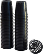 xGarden - Lightweight Economy Net Pots - Thin Lip & Slotted Sides - for Hydroponics & Aquaponics - UV Resistant & BPA Free Plastic - Indoor or Outdoor Growing - Black 2" Round Mesh Pot Cups - 50 Pack
