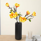 Artificial Orchid Flower Arrangement for Home Decoration - 3 Heads Magnolia Artificial Flowers for Living Room and Dining Table (Color : Yellow)