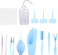 12PCS Blue Mini Succulent Plant Tools Plastic Gardening Accessories for Bonsai and Flowerpot Care Portable Growing Supplies for Home and Store Use