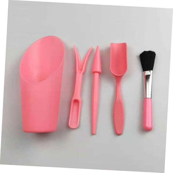 Succulent Planting Tool Set with Transplanter, Small Soil Scoop, Cleaning Brush, and Root Lifter, Pink Gardening Hand Tools Kit for Indoor and Outdoor Plant Care