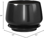 LE TAUCI Plant Pots, 4.1+5.1+6.5 inch, Set of 3, Ceramic Planters with Drainage Hole and Saucer, Indoor Flower Pot with Hole Mesh Pad, Gifts for Mom, Black
