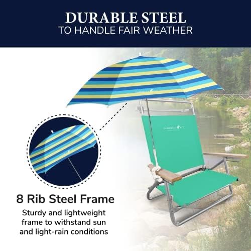 CARIBBEAN JOE Umbrella for Beach Chair, Adjustable and Universal, UV Protection