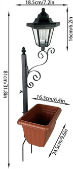 Solar Floor Lamps with Planter (2-in-1 Design), Solar Lamp Post Light with Planter with Posts, Ground Stakes, Planters, & Wall Mount Hardware, Outdoor Lights for Patio, Porch, Deck, Yard (Brown)