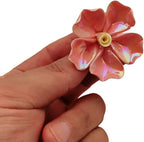 BTMIEY 10 PCS 3D Flower Ceramic Tiles,1.6" Handmade Procelain Ceramic Flowers for Artwork,Fish Tank,Vases,Living Room, Dining Table,Office, Home Floral Decor (Single-Flowered Iridescent Tangerine)