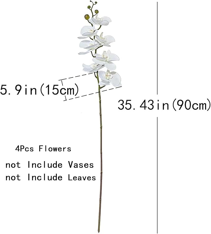 DUYONE 35 Inch Artificial Butterfly Orchid Flowers 4 Pcs Soft Touch Orchid Fake Phalaenopsis Flowers Stem Plants for Wedding Home Decoration (Deep Purple 4pcs)