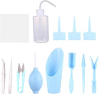 12Pcs Succulent Plant Growing Tools Set with Mini Plastic Hand Tools for Indoor Gardening and Potted Plants, Blue Gardening Accessories Kit for Home and Store Use