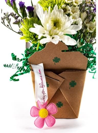 Get Lucky Fresh Cut Live Flowers Arranged in a Takeout Container with Your Personal Message Tucked Inside a Fortune Cookie
