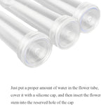 HAHIYO 25PCs 3.5X1Inch Transparent Plastic Floral Tubes Floral Water Tubes Flower Vials with Silicone Cap for Plants Fresh Flowers Arrangement Decoration Milkweed Cutting Florist Supplies