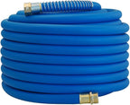 WiseFlow Garden Hose 100FT x 5/8", Heavy Duty Rubber Hose, Water Hose with Five Layered Braiding, Male Female Fittings, 1000PSI Burst, 300PSI Working (Blue)