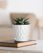 4 Inch Plant Pots, 6 Pack Indoor Flower Pots, Planters with Drainage Holes and Trays for Orchids, Violets, Succulents, Herbs, and Other Plants,White