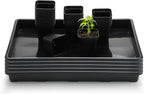 RooTrimmer 2.8 inch (7CM) Square Nursery Pots 120pcs with 5 Pack Seed Starter Trays, Durable Plastic Flat Seedling Tray (17"x11"x2") for Carrying and Holding Plant Nursery Pot (Black)