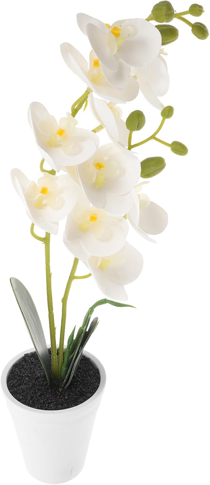 Artificial Butterfly Orchid Faux Potted Plant White Simulation Bonsai Indoor Home Décor Table Ornament for Living Room and Office Display