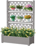 Durable Resin Raised Garden Bed with Drainage Holes & Reinforced Corners - Lightweight Flower Boxes Outdoor for Vegetables, Herbs, and Patio Garden Enclosure System (Grey, 43.43 * 18.27 * 59.29)