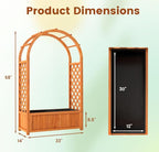 Giantex Raised Garden Bed with Arch Trellis, for Climbing Vine Flower Vegetable, Wood Planter Box with Liner & Drainage Design, Outdoor Plant Container for Yard Balcony (33"x14"x58")