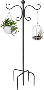 AOMGD 76 Inch Adjustable Double Shepherds Hooks for Outdoor Heavy Duty, Two Sided Garden Bird Feeder Pole for Hanging Plant Baskets, Solar Lights, Weddings Decor