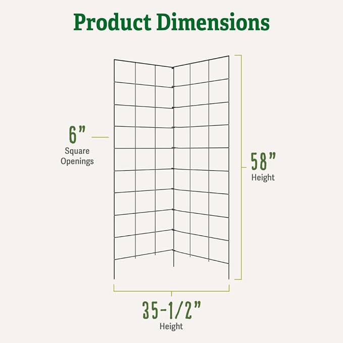 Gardener's Supply Company Two Panel Folding Trellis | Sturdy & Tall Metal Frame for Outdoor Garden Plant Support Climbing Flowers and Vegetables | 35-1/2"W x 58" H