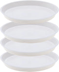 4pcs White Plastic Plant Saucers (10 inch) - Heavy Duty Indoor Plant Trays for Pots with Water Drainage, Drip Catcher & Decor (Set of 4 Round Saucers)