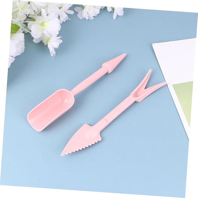 HEMOTON Succulent Planting Tool Set 20pcs (16cm Pink) Plastic Transplant Gardening Tools for Bonsai and Flowerpot Use Household Gardening Accessories