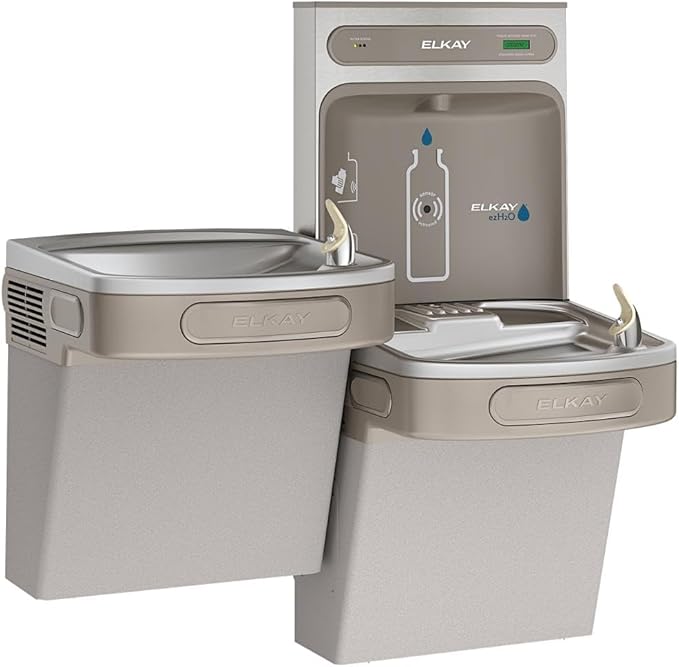 Elkay EZH2O Bottle Filling Station & Versatile Bi-Level ADA Cooler, Filtered Non-Refrigerated Light Gray