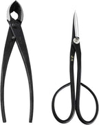 Wazakura Japanese Bonsai Tool Kit Set Made in Japan, Satsuki Scissors 7inch(180mm) + Concave Branch Cutter 8inch(200mm) Gift Box (Yasugi Steel Satsuki Scissors + Concave Branch Cutter)