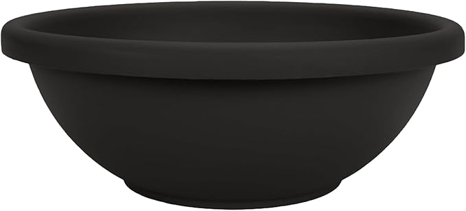 The HC Companies Shallow Planter with Drainage - Contemporary Garden Bowl Planter for Flowers, Herbs & More - Round Succulent Planter Pot for Indoors and Outdoors (15.5" Black, Pack of 1)