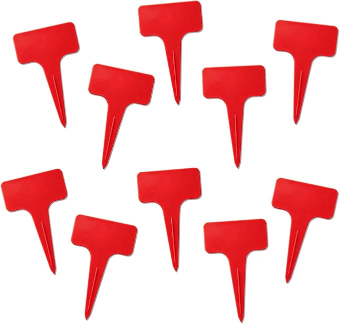200 Pcs Thick T-Type Plant Labels, 4 Inch Waterproof PP Hard Plastic Garden Markers, Reusable Nursery Tag Stakes for Indoor Outdoor Potted Plants, Seedlings, Flowers, Vegetables & Herbs(Red)