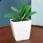 15" Tall Artificial Silk Phalaenopsis Orchid Flower Plant Pot Arrangements (Purple Blue)