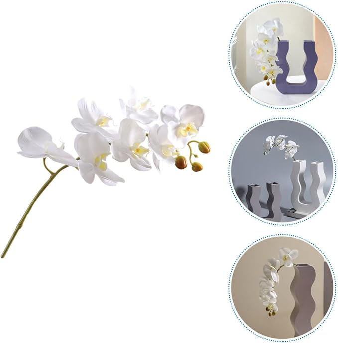 ARTIBETTER White Phalaenopsis Orchid Fake Flowers Stem Artificial Orchid Flowers for Home Décor Bouquet for Living Room and Dining Table Decoration