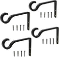 QIEGL 4Pack Hanging Plant Bracket 6inch Metal Plant Hook Shepherds Hook Decorative Wall Plant Hanger for Hanging Lanterns, Bird Feeder, Flower Basket, Home Decor Indoor & Outdoor (Black)