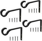 QIEGL 4Pack Hanging Plant Bracket 6inch Metal Plant Hook Shepherds Hook Decorative Wall Plant Hanger for Hanging Lanterns, Bird Feeder, Flower Basket, Home Decor Indoor & Outdoor (Black)