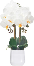 Orchids Artificial Plant in Ceramic Pot 18.5" Faux Orchid Phalaenopsis Flowers Arrangement for Home Office Table Centerpiece Indoor Decor, White