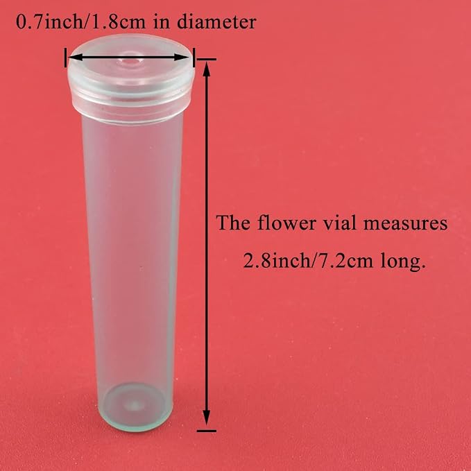 HAHIYO 60PCs 2.8X0.7Inch Transparent Green Plastic Floral Tubes Floral Water Tubes Flower Vials with Silicone Cap for Plants Fresh Flowers Arrangement Decoration Milkweed Cutting Florist Supplies