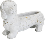 Vintage Cement Animal Planter Pots,Cement Succulent Planter,Indoor & Outdoor Garden Decor Rustic Shabby Flower Plants for Home,Patio,Balcony(White Dog)