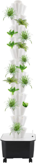 12-Tier 60-Hole Indoor Hydroponic Grow Tower, Vertical Garden System with 6.6Gal Tank & Water Pump, Self-Watering for Herbs, Lettuce, Strawberries, Space Saving Indoor Gardening for Home, Apartment