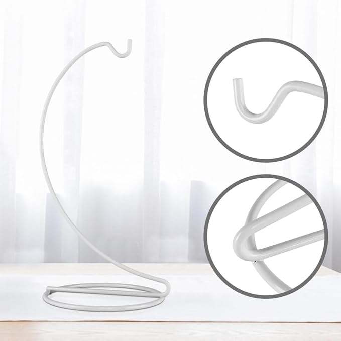 9 Inch White Ornament Display Stand, Metal Ornament Hanger Stand for Hanging Glass Globe, Air Plant Terrarium, Witch Ball, Christmas Ornament and Home Wedding Decoration