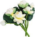 2Pcs Artificial Lotus Flower Decor, 12.5inch 7 Head Water Lilies, Outdoor Pond Plants, Silk Artificial Flower Lotus, Household Living Room and Dining Table Decoration (White)